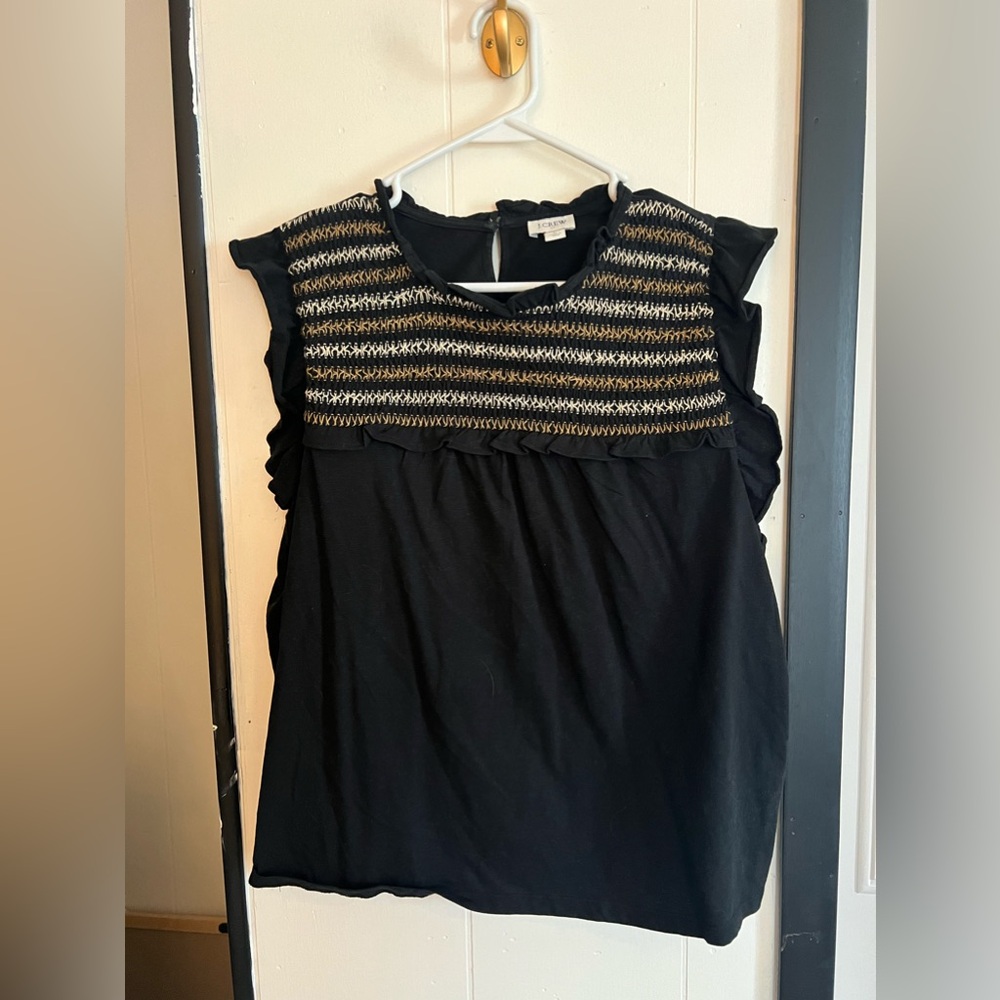 EUC J. Crew Black Flutter Sleeve Top - Large
